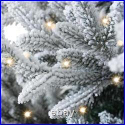 Frosted 6.5ft Christmas Tree with Lights Prelit Realistic Snow Flocked Xmas Tree