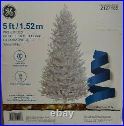 GE 5-ft Coral Slim Flocked Christmas Tree 300 Constant Warm White LED Lights