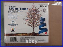 GE 5-ft Winterberry Pre-lit Brown Artificial LED Lights Christmas Tree Decor New