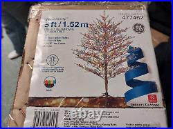 GE 5-ft Winterberry Pre-lit Brown Artificial LED Lights Christmas Tree Decor New