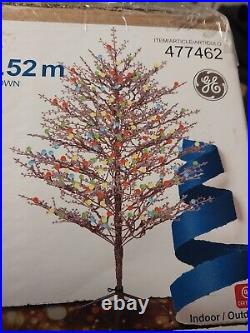 GE 5-ft Winterberry Pre-lit Brown Artificial LED Lights Christmas Tree Decor New