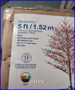 GE 5-ft Winterberry lighted twig Brown artificial Christmas Tree New GE 5-ft Winterberry lighted twig Brown artificial Christmas Tree New