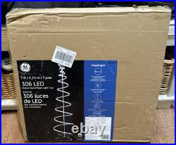 GE 7Ft 306 LED Motion Spiral Rope Light Tree 8 Function Effect Christmas Display