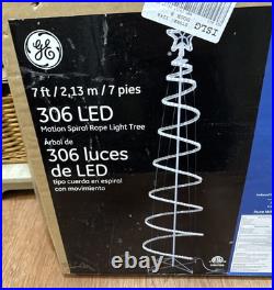 GE 7Ft 306 LED Motion Spiral Rope Light Tree 8 Function Effect Christmas Display