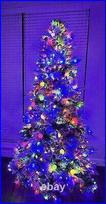 GE 7.5-ft Candlewood Pine Pre-lit Flocked Artificial Christmas Tree + Storage