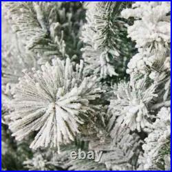 GE 7.5-ft Laurel Pine Pre-lit Traditional Flocked Artificial Christmas Tree