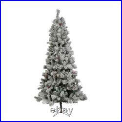 GE 7.5-ft Laurel Pine Pre-lit Traditional Flocked Artificial Christmas Tree