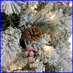 GE 7.5-ft Laurel Pine Pre-lit Traditional Flocked Artificial Christmas Tree