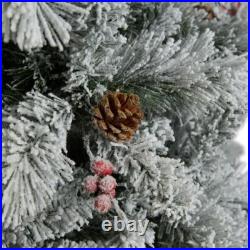 GE 7.5-ft Laurel Pine Pre-lit Traditional Flocked Artificial Christmas Tree