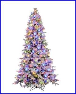 GE 7.5ft Prelit PreLit LED Flocked Candlewood Pine Artificial Christmas Tree