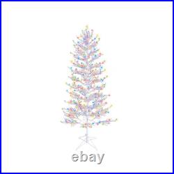 GE Color Choice 7-Ft Winterberry Pre-Lit White Artificial Christmas Tree with LE