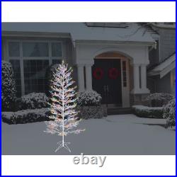 GE Color Choice 7-Ft Winterberry Pre-Lit White Artificial Christmas Tree with LE