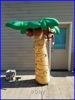 Gemmy Airblown Inflatable Christmas Palm Tree Light Up 6 Feet Tall Monkey