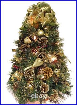 Gold Table top Christmas Tree with Lights 2ft