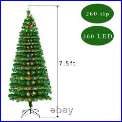 Green 7.5ft 260pcs Colorful Lights 260 Branches PVC Christmas Tree