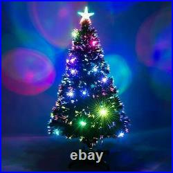 Green Fibre Optic Christmas Tree Multi Colour LED Lights 2ft 3ft 4ft 5ft 6ft 7ft