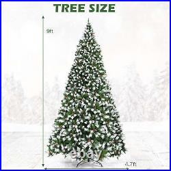 Gymax 9 FT Pre-lit Snow Sprayed Artificial Christmas Tree with LED Lights