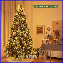 Gymax 9 FT Pre-lit Snow Sprayed Artificial Christmas Tree with LED Lights