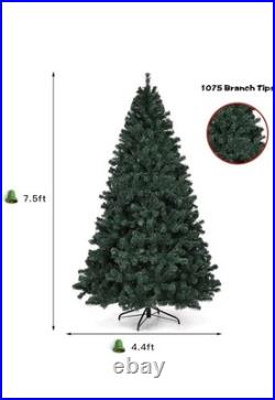 HAPPYGRILL 7.5FT Pre-Lit Artificial Christmas Tree with 650 LED Lights, New