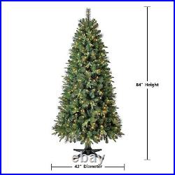 HOLIDAY TIME Brookfield Fir Artificial Clear Light Christmas Tree Rotating Stand