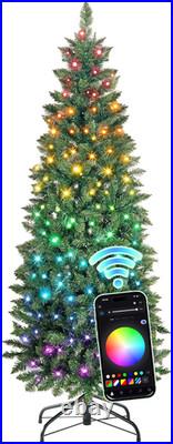 HOLLO STAR 4.5ft Prelit Pencil Christmas Tree, RGBW Lights, App Control