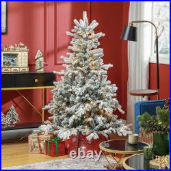 HOMCOM 6 Foot Artificial Snow Flocked Christmas Tree with LED Lights HOMCOM 6 Foot Artificial Snow Flocked Christmas Tree with LED Lights
