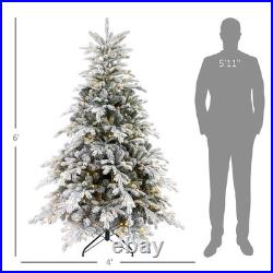 HOMCOM 6 Foot Artificial Snow Flocked Christmas Tree with LED Lights HOMCOM 6 Foot Artificial Snow Flocked Christmas Tree with LED Lights