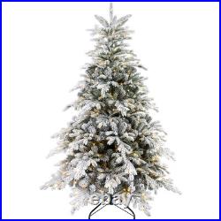 HOMCOM 6 Foot Artificial Snow Flocked Christmas Tree with LED Lights HOMCOM 6 Foot Artificial Snow Flocked Christmas Tree with LED Lights