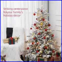 HOMCOM 6 Foot Artificial Snow Flocked Christmas Tree with LED Lights HOMCOM 6 Foot Artificial Snow Flocked Christmas Tree with LED Lights