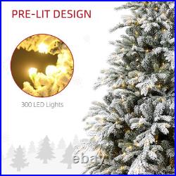 HOMCOM 6 Foot Artificial Snow Flocked Christmas Tree with LED Lights HOMCOM 6 Foot Artificial Snow Flocked Christmas Tree with LED Lights