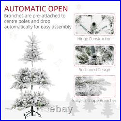 HOMCOM 6 Foot Artificial Snow Flocked Christmas Tree with LED Lights HOMCOM 6 Foot Artificial Snow Flocked Christmas Tree with LED Lights