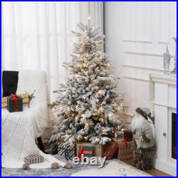HOMCOM 6 Foot Artificial Snow Flocked Christmas Tree with LED Lights HOMCOM 6 Foot Artificial Snow Flocked Christmas Tree with LED Lights