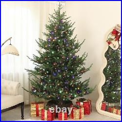 HOMCOM 7.5 ft Prelit Artificial Christmas Tree with Dual Color LED Lights