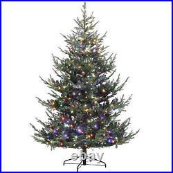 HOMCOM 7.5 ft Prelit Artificial Christmas Tree with Dual Color LED Lights