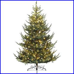 HOMCOM 7.5 ft Prelit Artificial Christmas Tree with Dual Color LED Lights