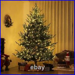 HOMCOM 7.5 ft Prelit Artificial Christmas Tree with Dual Color LED Lights