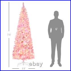 HOMCOM Pencil Artificial Christmas Tree with LED Lights, Pink Used
