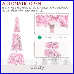 HOMCOM Pencil Artificial Christmas Tree with LED Lights, Pink Used