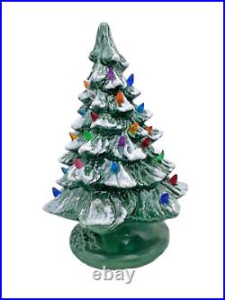 Handmade Ceramic Lighted Christmas Tree 14 Vintage With Holly Base Nowell 342