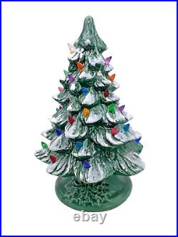 Handmade Ceramic Lighted Christmas Tree 14 Vintage With Holly Base Nowell 342