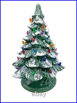 Handmade Ceramic Lighted Christmas Tree 14 Vintage With Holly Base Nowell 342