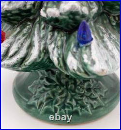 Handmade Ceramic Lighted Christmas Tree 14 Vintage With Holly Base Nowell 342