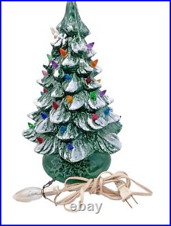 Handmade Ceramic Lighted Christmas Tree 14 Vintage With Holly Base Nowell 342