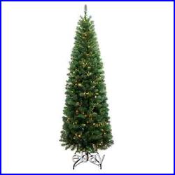 Haute Decor Christmas Tree 7.5ft Pre-Lit Pencil Spruce With 700 Warm White Lights