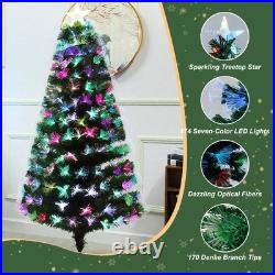 Himaly 4/5/6FT Christmas Tree 7-color Optical Fiber Artificial Xmas Decoration