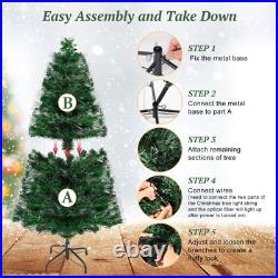 Himaly 4/5/6FT Christmas Tree 7-color Optical Fiber Artificial Xmas Decoration