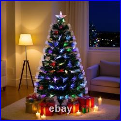 Himaly 4/5/6FT Christmas Tree 7-color Optical Fiber Artificial Xmas Decoration