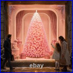 Hinged Stand Premium Pre-Lit Artificial Christmas Tree Snow Flocked LED Lights