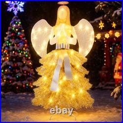 Hivvago 5.2FT Artificial Angel Christmas Tree Warm White LED Lighted Holiday