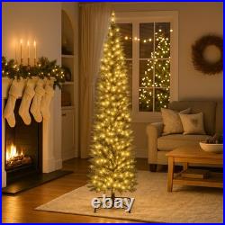 Hivvago Slim Pencil Christmas Tree 5-9FT Pre-Lit with 150-400 Warm White LEDs